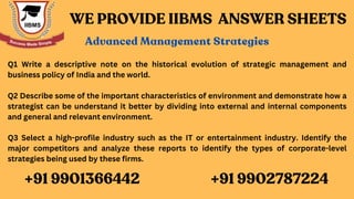 Advanced Management Strategies I IIBMS MBA CASE STUDY PAPERS I  IIBMS MBA CASE STUDY ANSWER SHEETS