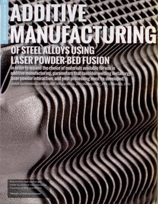 Advanced Materials and Processes Magazine - January 2015 - Additive Manufacturing of steel alloys using EOS DMLS