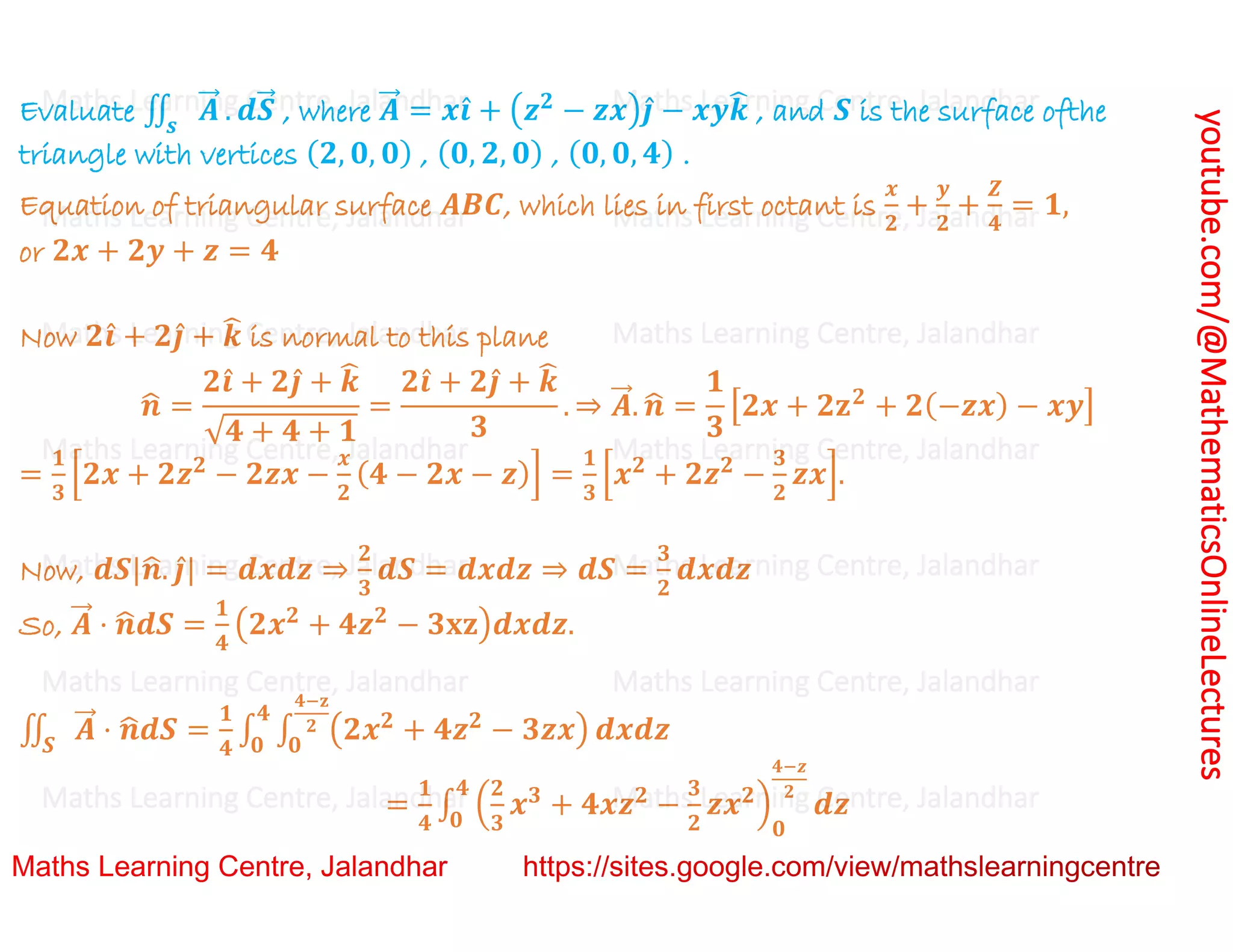 Advanced Mathematics Vector Calculus Integral Calculus Line Integral