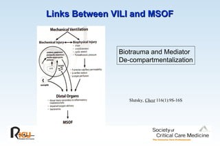 Links Between VILI and MSOF
Links Between VILI and MSOF
Biotrauma and Mediator
De-compartmentalization
Slutsky, Chest 116(1):9S-16S
 