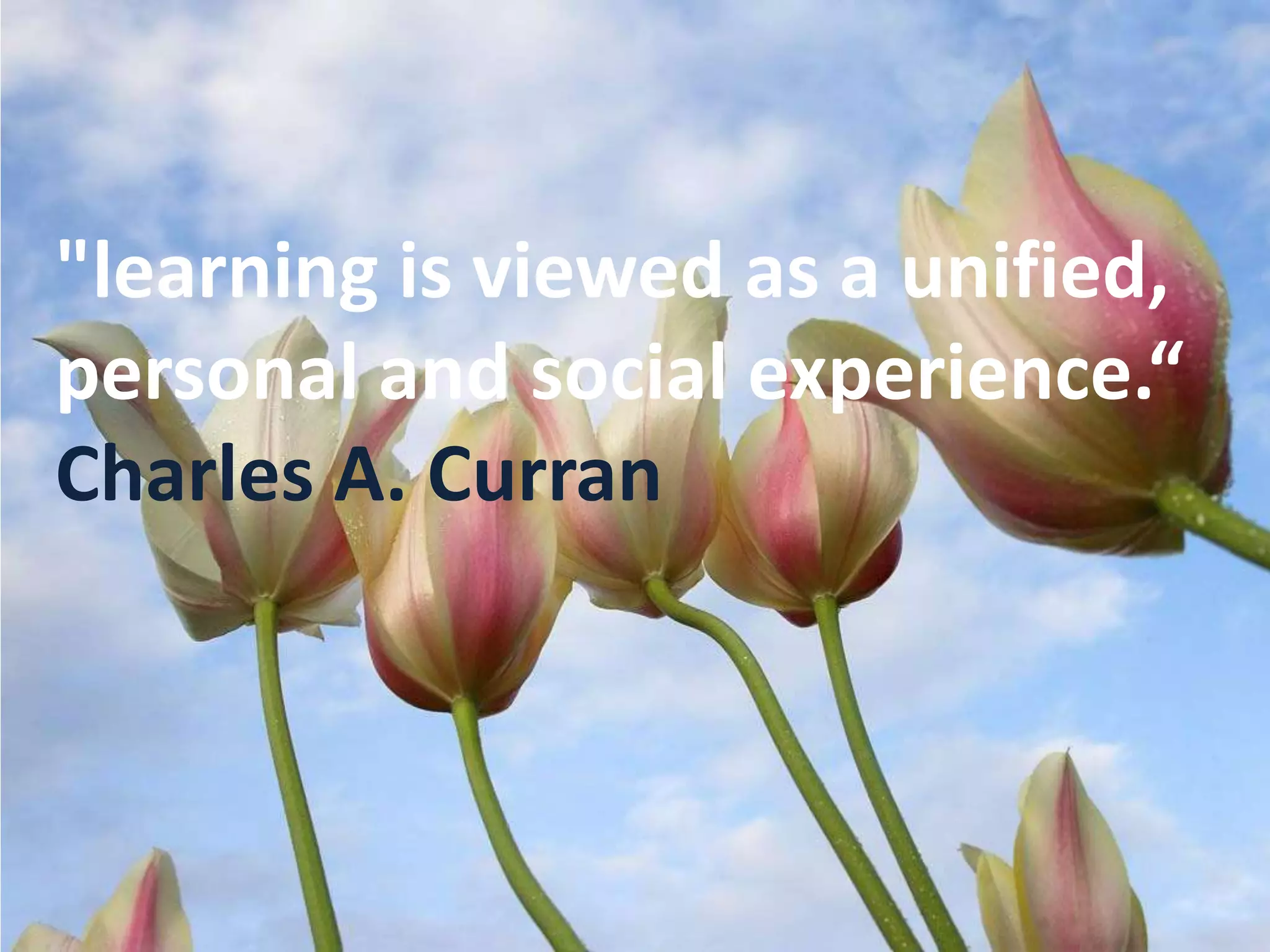 "learning is viewed as a unified,
personal and social experience.“
Charles A. Curran
 