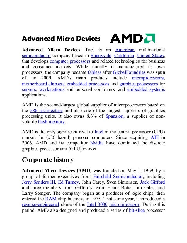 Advanced Micro Devices Amd Advanced Micro Devices Amd