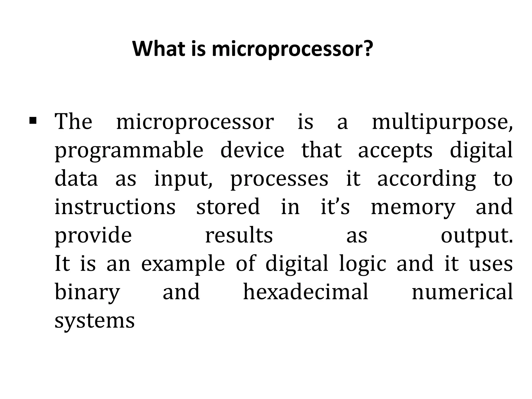 ADVANCED MICROPROCESSORS featuers, block diagram and register ...