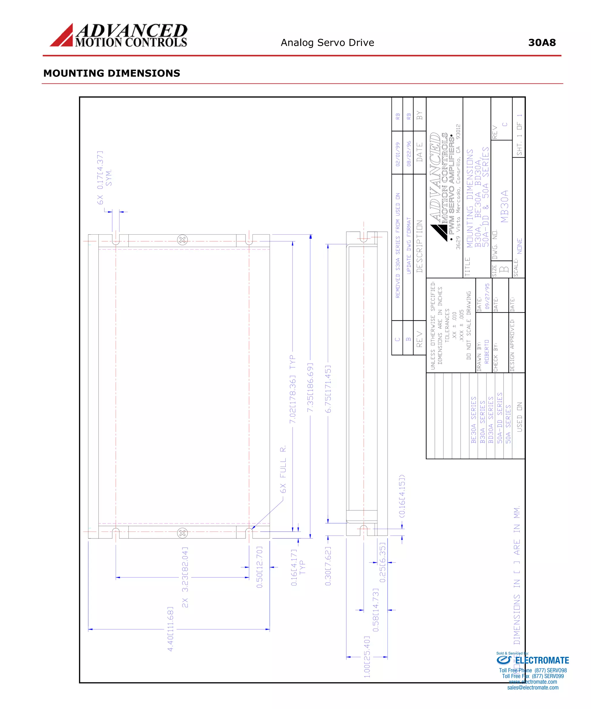 Analog Servo Drive 30A8 
MOUNTING DIMENSIONS 
ELECTROMATE 
Toll Free Phone (877) SERVO98 
Toll Free Fax (877) SERV099 
www.electromate.com 
sales@electromate.com 
Sold & Serviced By: 
 