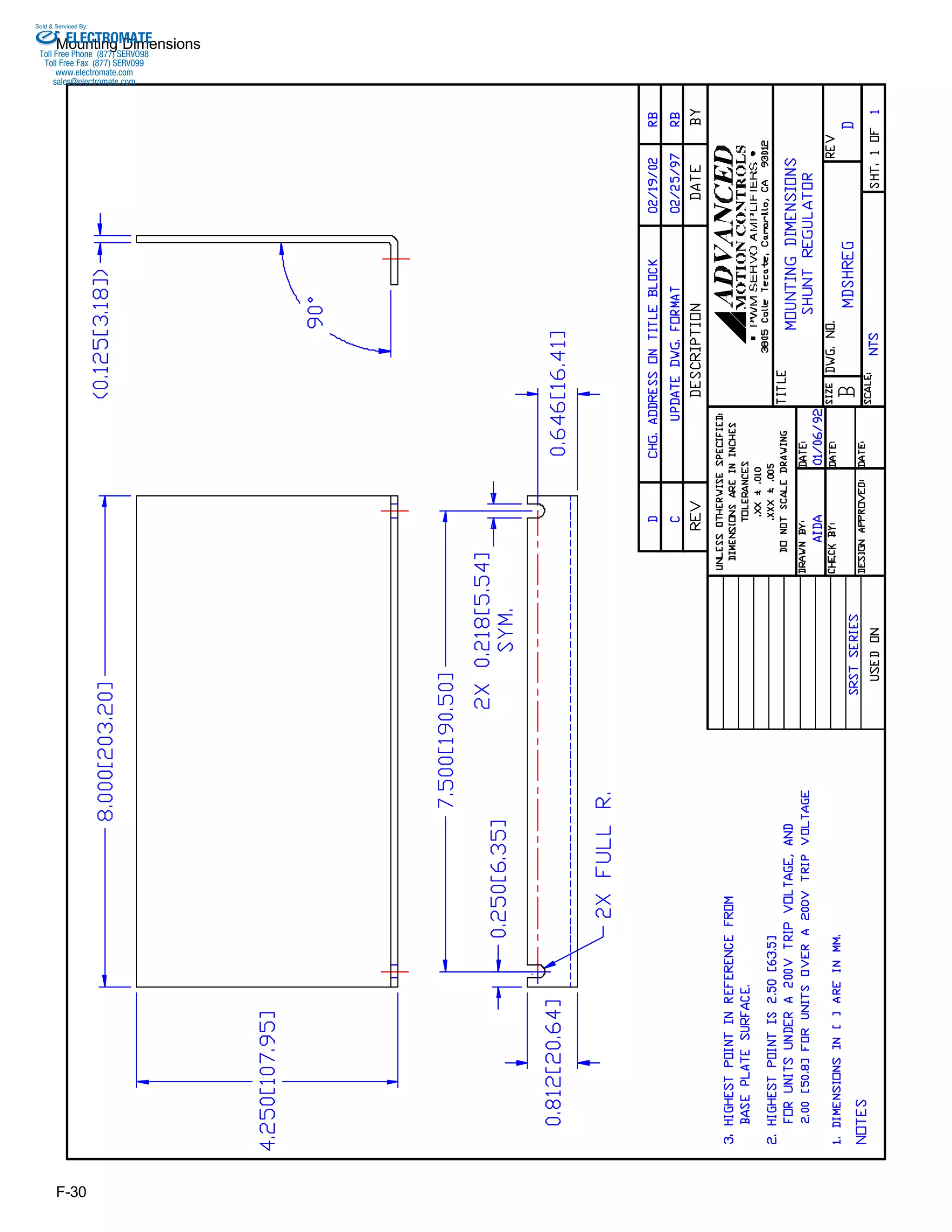 Sold & Serviced By: 
ELECTROMATE 
Mounting Dimensions 
Toll Free Phone (877) SERVO98 
Toll Free Fax (877) SERV099 
www.electromate.com 
sales@electromate.com 
F-30 
