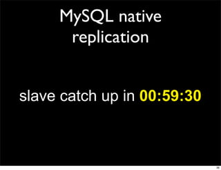 MySQL native
      replication


slave catch up in 00:59:30



                             36
 