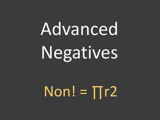 Advanced
Negatives
Non! = ∏r2
 