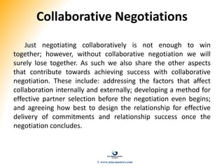 Collaborative Negotiation Methods Advanced Negotiation Communication & Presentation Skills | PPTX