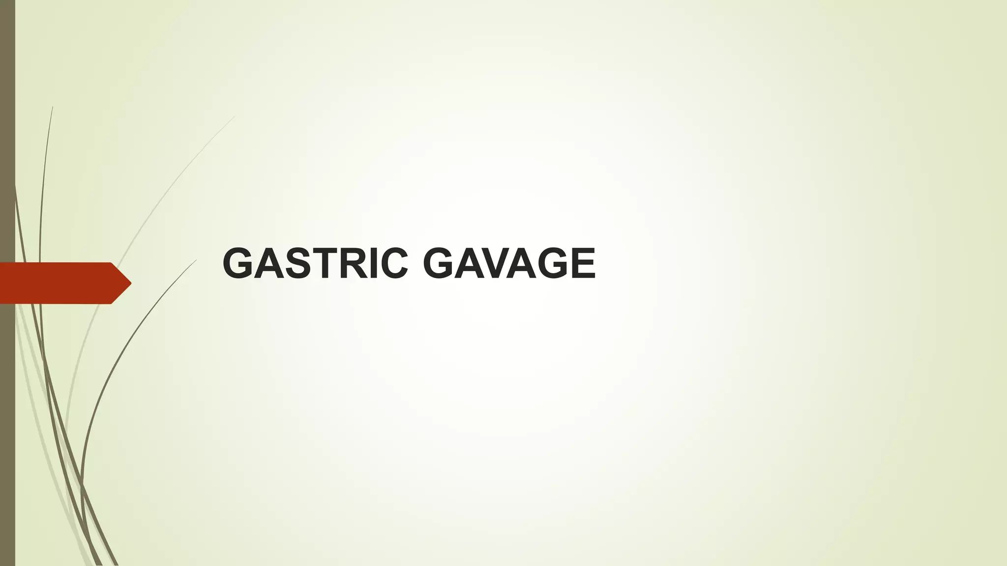 GASTRIC GAVAGE
 