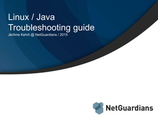 Linux / Java
Troubleshooting guide
Jérôme Kehrli @ NetGuardians / 2015
 