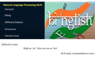 Difficult to learn
Right as ‘ryt’, How are you as ‘hru’
NLP really a hard problem to solve
 