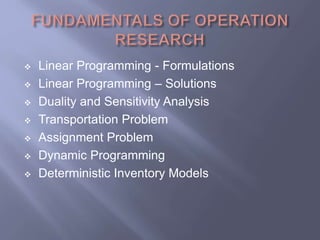 Advanced operation research | PPT