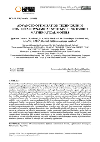 Advanced Optimization Techniques in Nonlinear Dynamical Systems Using ...