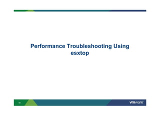 18
Performance Troubleshooting Using
esxtop
 