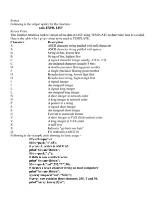 Perl Advanced Code Example Advanced perl finer points ,pack&unpack,eval,files | PDF