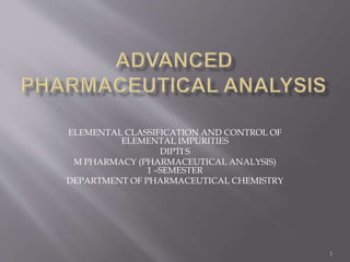 Advanced pharmaceutical analysis | PPTX | Chemistry | Science