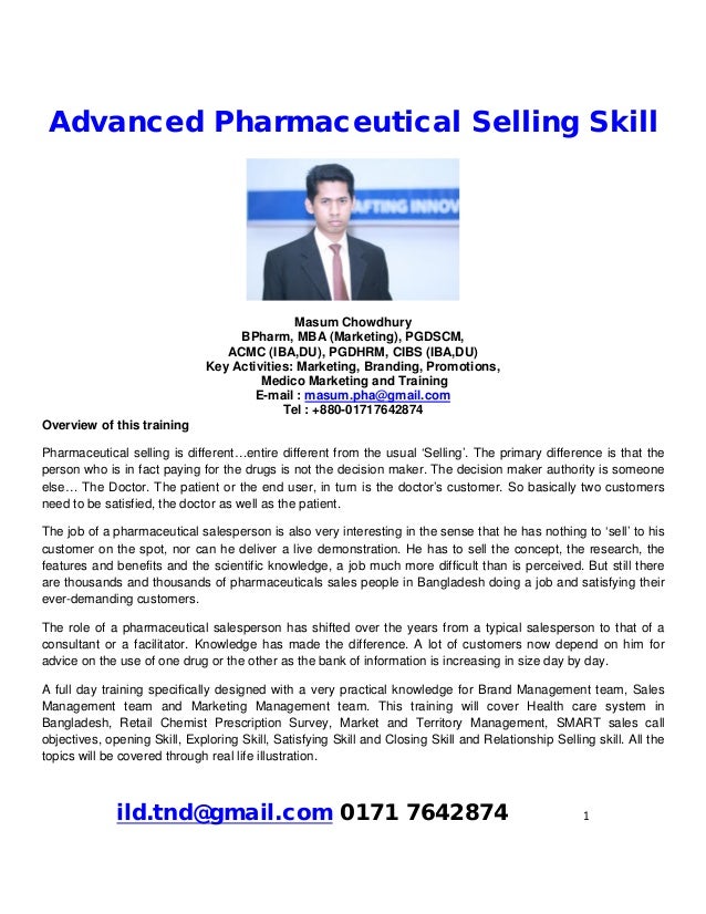 Advanced pharmaceutical selling skill