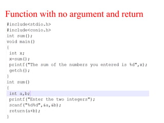 Function with no argument and return
 