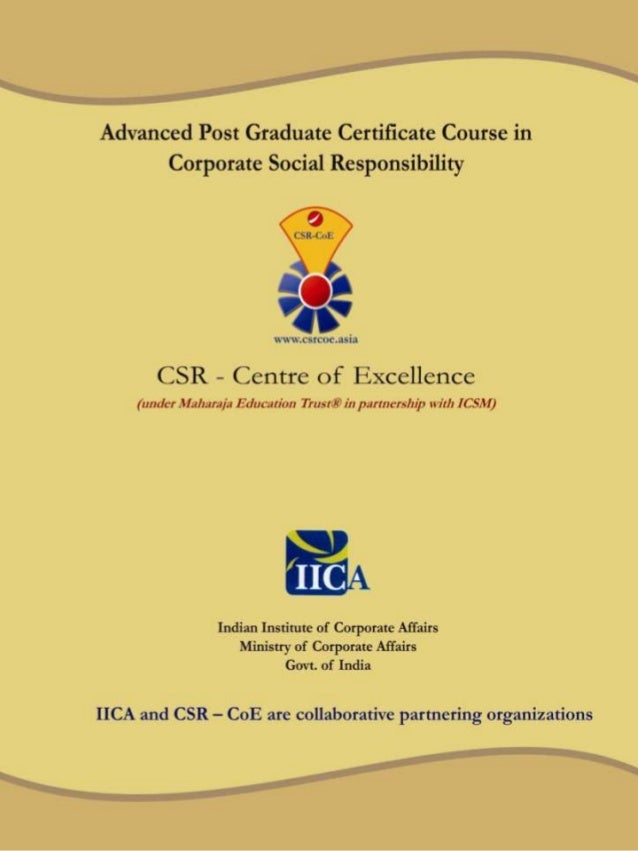 Advanced Post Graduate Certificate Course in CSR Advanced Post Graduate Certificate Course in CSR