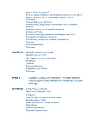 Advanced Practice Nursing Essential Knowledge for the Profession 5th ...