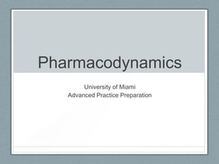 Pharmacodynamics
        University of Miami
   Advanced Practice Preparation
 