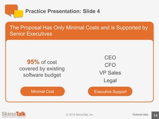 Sample	Presentation	Notes:	Slide	1
14Fictional	data
l The	goal	of	this	presentation	is	to	gain	your	support	for	a	new	marketing	
software	tool	from	Apollo.
l Let’s	jump	right	into	the	presentation.
Overview
 