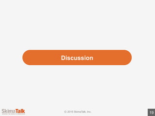 For	Discussion
19
Discuss	how	you	would	alter	the	content	of	the	presentation	for	
each	of	the	audience’s	below
Chief	Security	Officer
Sales	Executive
Legal	Officer
What	info	in	the	presentation	focuses	
on	security?
What	info	in	the	presentation	focuses	
on	increasing	sales?
What	info	in	the	presentation	focuses	
on	keeping	the	company	out	of	legal	
trouble?
 