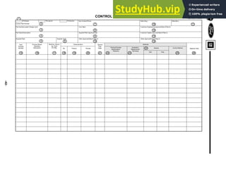-42-
Control Plan Number
Prototype Production
Pre-launch
Part Number/Latest Change Level
Part Name/Description
Supplier/Plant Supplier Code
Core Team
Supplier/Plant Approval/Date
Other Approval/Date (If Req’d)
Key Contact/Phone
Customer Engineering Approval/Date (If Req’d)
Customer Quality Approval/Date (If Req’d)
Other Approval/Date (If Req’d)
Date (Orig.) Date (Rev.)
Part/
Process
Number
Machine, Device,
Jig, Tools
For Mfg.
Process Name/
Operation
Description
Characteristics Methods
No. Product Process
Special
Char.
Class. Product/Process
Specification/
Tolerance
Evaluation/
Measurement
Technique
Sample
Size Freq.
Control Method Reaction Plan
Page of
CONTROL PLAN
1
2
3
4
5
7
8
9
14
6
10
12
13
14
11
15 16 17 18 19 20 21 22 23
24
25 26
 