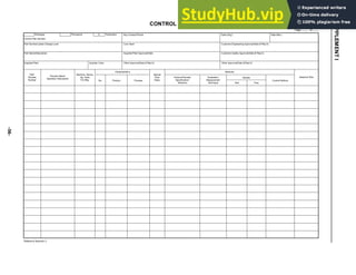 -56-
SUPPLEMENT
I
Control Plan Number
Prototype Production
Pre-launch X
Part Number/Latest Change Level
Part Name/Description
Supplier/Plant Supplier Code
Core Team
Supplier/Plant Approval/Date
Other Approval/Date (If Req’d)
Key Contact/Phone
Customer Engineering Approval/Date (If Req’d)
Customer Quality Approval/Date (If Req’d)
Other Approval/Date (If Req’d)
Date (Orig.) Date (Rev.)
Part/
Process
Number
Machine, Device,
Jig, Tools
For Mfg.
Process Name/
Operation Description
Characteristics Methods
No. Product Process
Special
Char.
Class.
Product/Process
Specification/
Tolerance
Evaluation/
Measurement
Technique
Sample
Size Freq.
Control Method
Reaction Plan
Page of
CONTROL PLAN
*Reference Appendix C
 