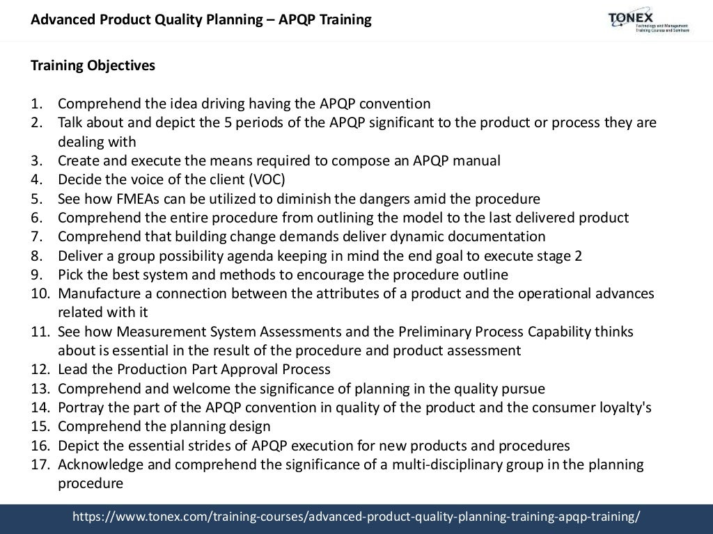 Advanced Product Quality Planning (APQP) Training