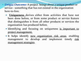 Project Uniqueness Example Advanced Project Management PPT- Best Course | PDF