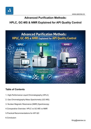 Advanced Purification Methods-HPLC, GC-MS & NMR Explained for API ...