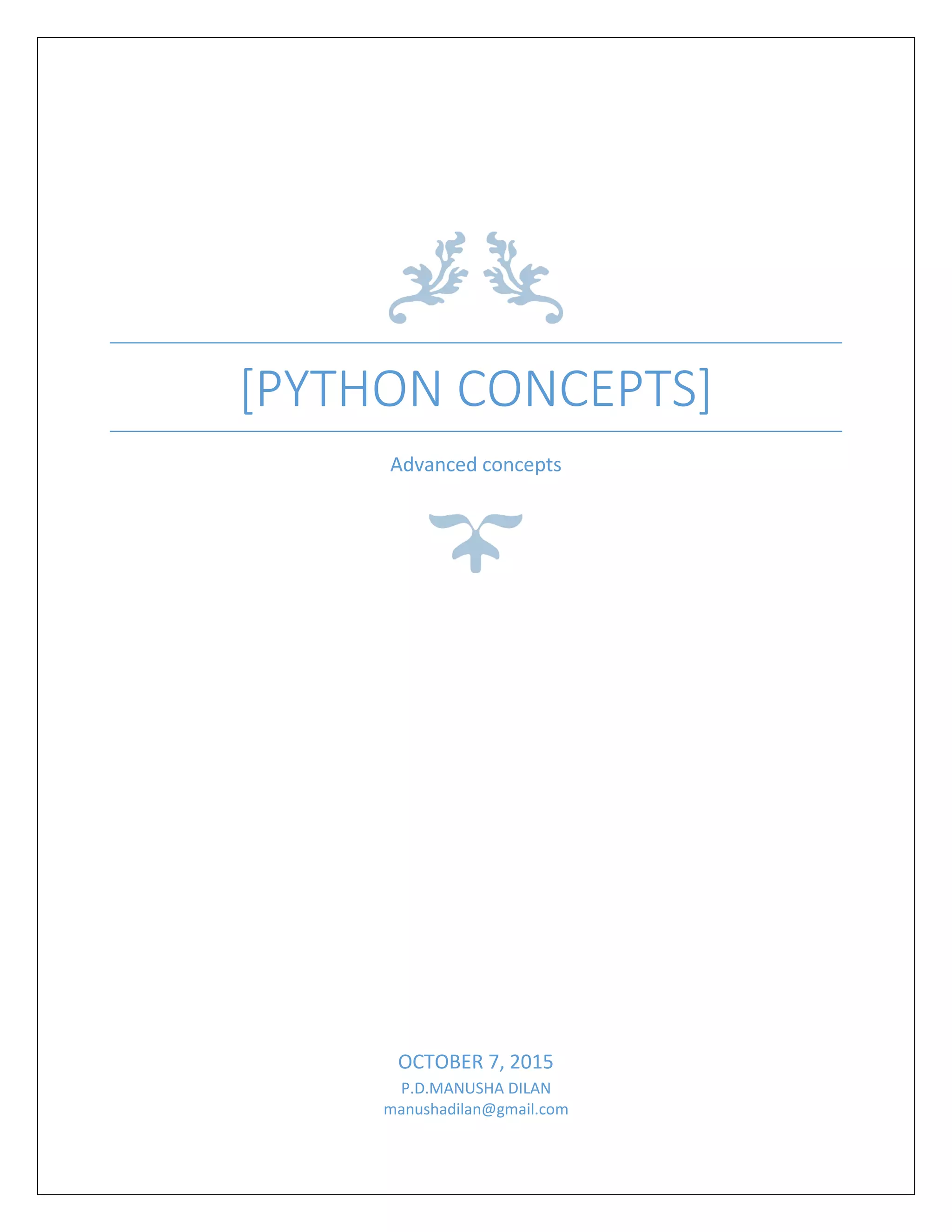 Advanced python concepts | PDF