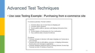  Use case Testing Example : Purchasing from e-commerce site
Advanced Test Techniques
101
 