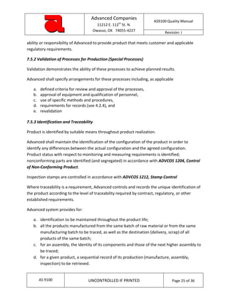 Advanced qualitymanual s9100 | PDF