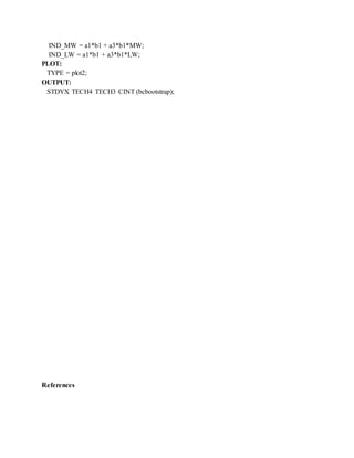 IND_MW = a1*b1 + a3*b1*MW;
IND_LW = a1*b1 + a3*b1*LW;
PLOT:
TYPE = plot2;
OUTPUT:
STDYX TECH4 TECH3 CINT (bcbootstrap);
References
 