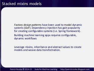 Stacked mixins models
Building machine learning apps requires configurable,
dynamic workflows
Leverage mixins, inheritance...