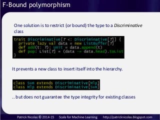 F-Bound polymorphism
One solution is to restrict (or bound) the type to a Discriminative
class
It prevents a new class to ...