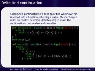 Delimited continuation
A delimited continuation is a section of the workflow that
is reified into a function returning a v...