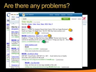 Query term:  mix08 Desired URL:  http://visitmix.com/2008 