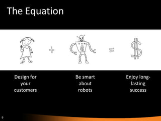 The Equation Design for your customers Be smart about robots Enjoy long-lasting success 