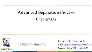 Comprehensive Overview of Advanced Separation Processes in Chemical ...
