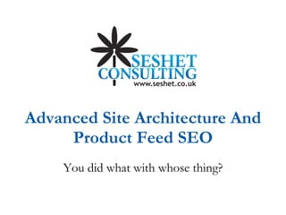 Advanced Site Architecture And Product Feed SEO You did what with whose thing? 
