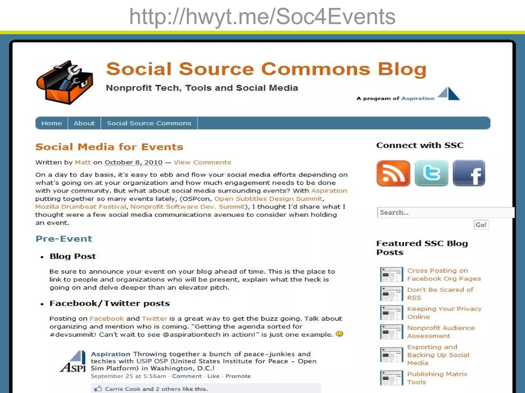http://hwyt.me/Soc4Events