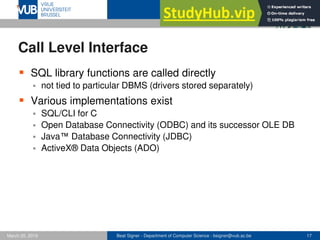 1 real sql programming embedded sql call-level... Advanced SQL - Introduction to Databases (1007156ANR).pdf