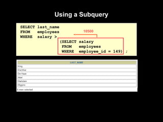 Oracle Advanced subquery and types of subquery | PPT