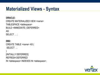 Materialized View Sql Syntax Advanced Sql Training | PPT