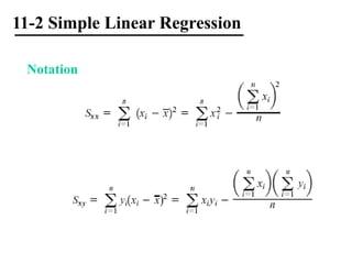 11-2 Simple Linear Regression
Notation
 