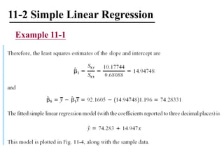 11-2 Simple Linear Regression
Example 11-1
 