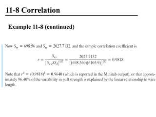 11-8 Correlation
Example 11-8 (continued)
 